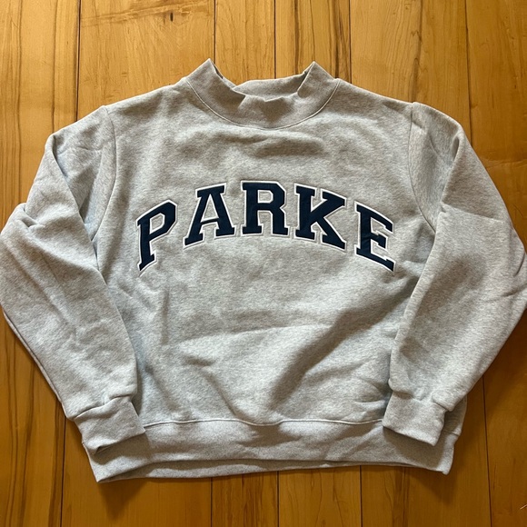Parke Light Gray mock neck Varsity Sweatshirt - Picture 3 of 5